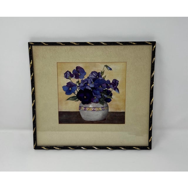 Wood Floral Still Life Print in Period Gilt-Accented Frame, Early 20th Century For Sale - Image 7 of 7