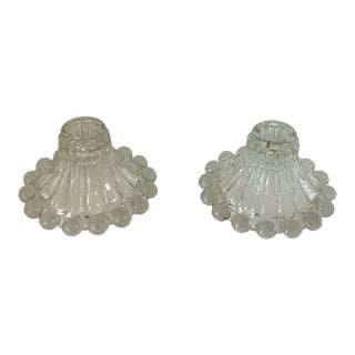 Vintage Clear Pressed Glass Candlesticks by Anchor Hocking - a Pair For Sale