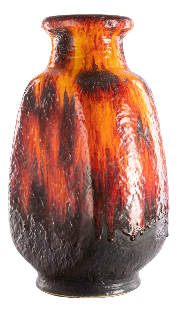 Large Fat Lava Model 608/50 Red Fire Floor Vase by Dumler