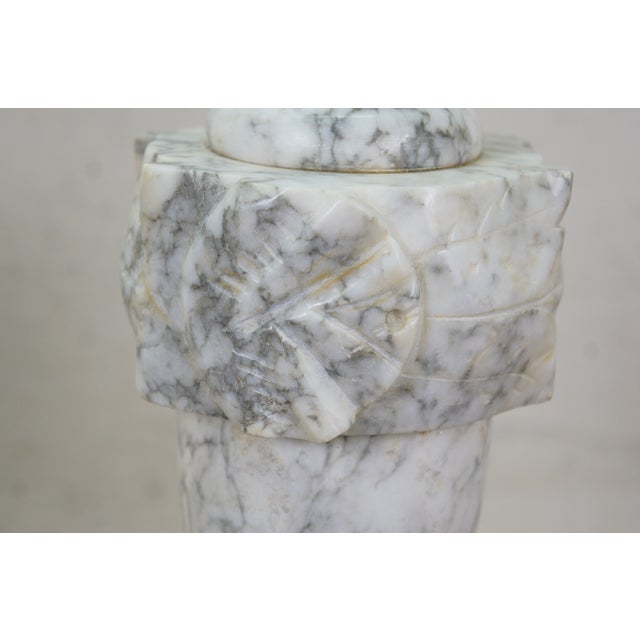 2 Mid 20th Century Gray & White Alabaster Marble Trophy Urn Table Lamps Pair 18" For Sale - Image 10 of 15