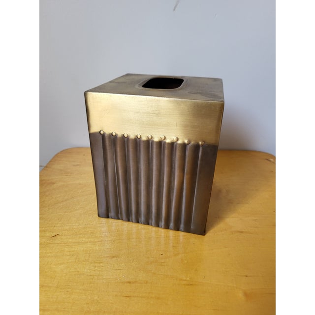 Brass Vintage 1990s Paradigm Brass Tissue Box Cover For Sale - Image 8 of 9