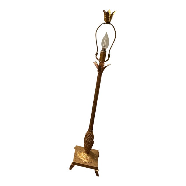 Vintage Hollywood Regency Brass Pineapple Lamp For Sale