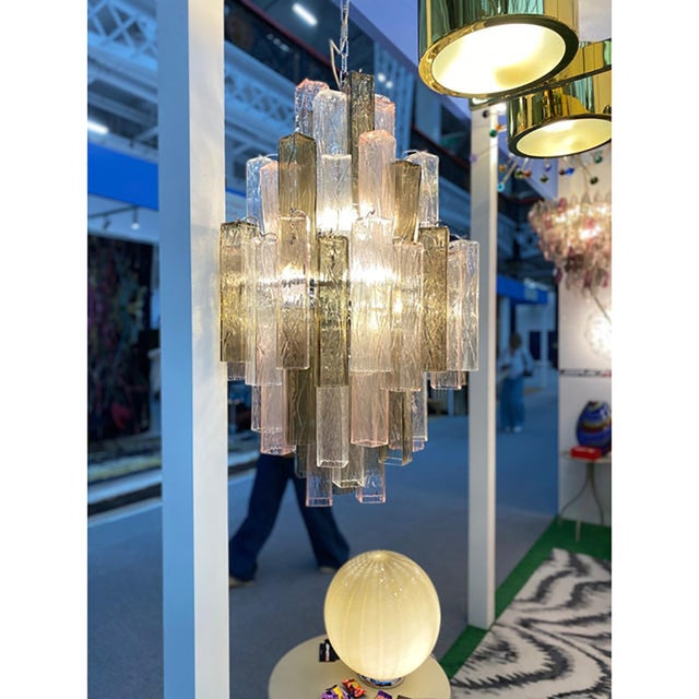 Early 21st Century Chandelier with Glass Squared Elements from Simoeng For Sale - Image 5 of 11