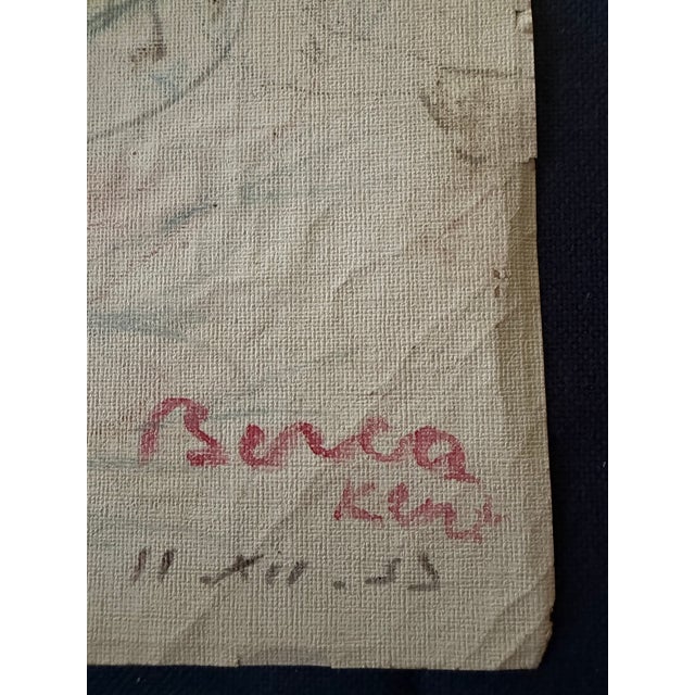 Lovely colored pencil sketch by Dimitrie Berea of a young girl signed by the artist during his time in Kent, England in...