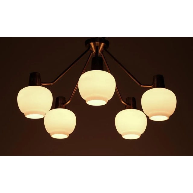 Hans Bergström Brass Ceiling Lamp attributed to Hans Bergström, Sweden, 1950s For Sale - Image 4 of 8