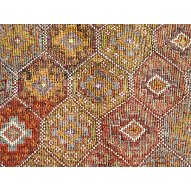 Lavender Mid 20th Century Vintage Handmade Embroidery Rug Boho Turkish Area Rug For Sale - Image 8 of 11
