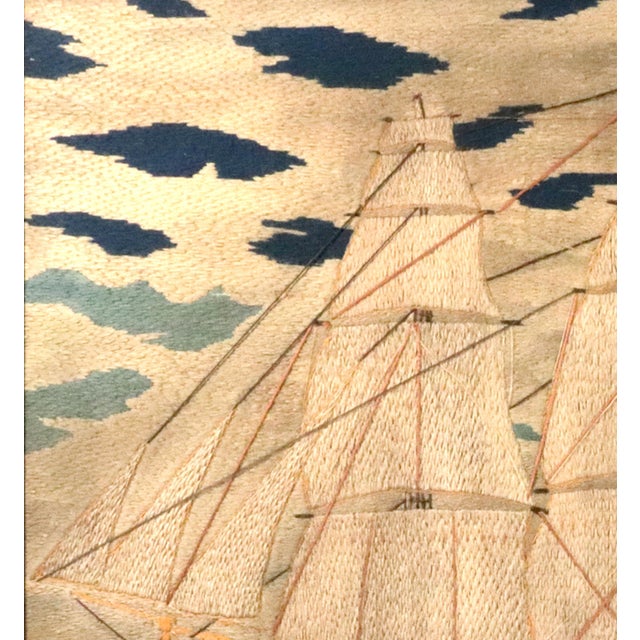 Textile British Sailor's Woolwork of a Tea Clipper Under Sail For Sale - Image 7 of 8