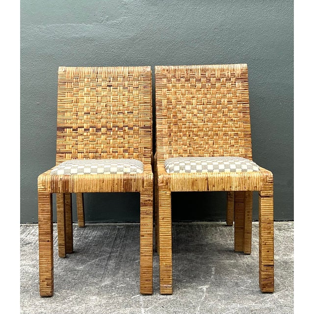 Vintage Woven Rattan Dining Chairs - Set of 4 For Sale - Image 4 of 10