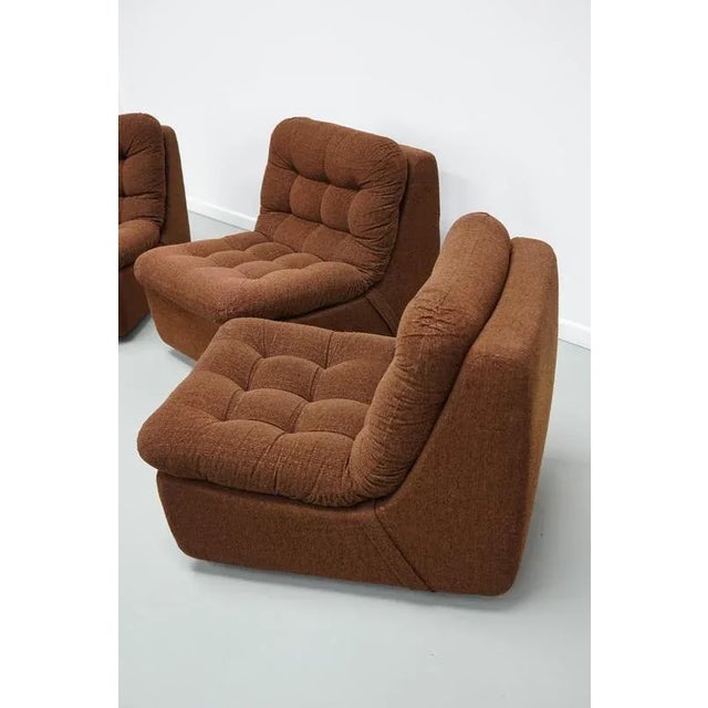 Vintage German Brown Boucle 3-Seat Modular Sofa, 1970s, Set of 3 For Sale - Image 9 of 15
