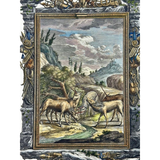 Antelopes Original Print by Johann Jakob Scheuchzer, 1731 For Sale - Image 4 of 4