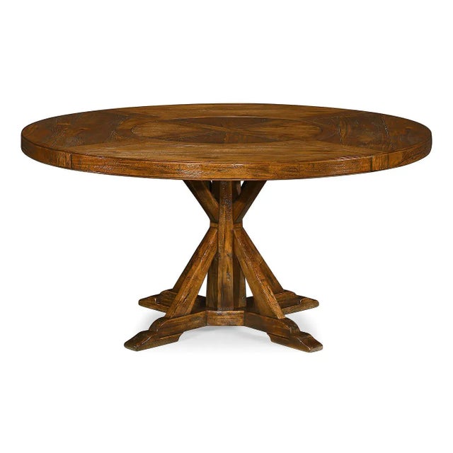 Rustic Round Walnut Dining Table For Sale In Greensboro - Image 6 of 6