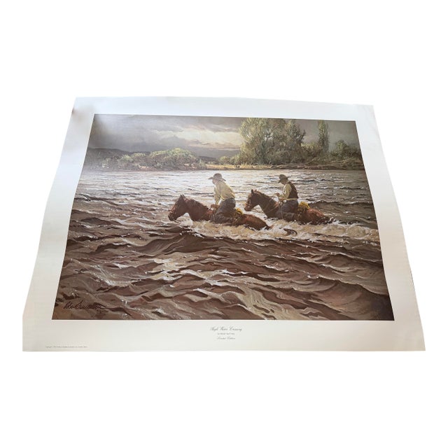 Vintage Signed, Limited Edition Print by Robert Summers “High Water Crossing” 908/1500 For Sale