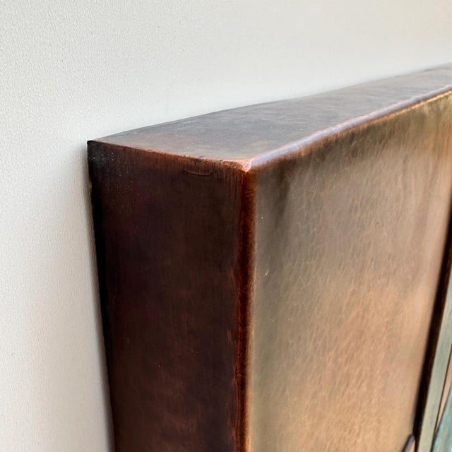 Abstract Geometric Copper Wall Sculpture With Verdigris For Sale - Image 9 of 14
