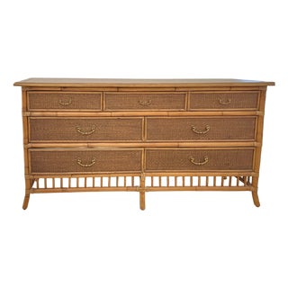 Vintage Bamboo & Rattan Dresser For Sale