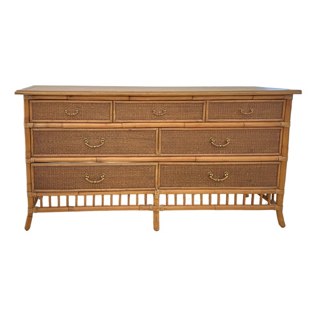 Vintage Bamboo & Rattan Dresser For Sale