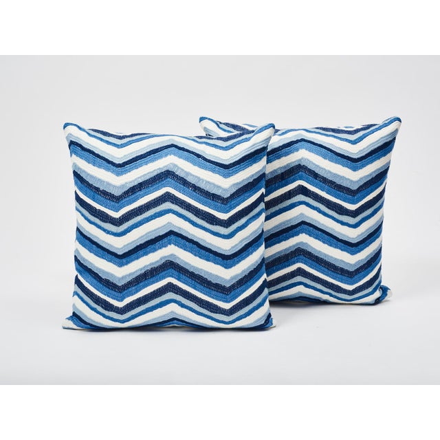 Schumacher Schumacher Double-Sided Pillow in Shasta Embroidery Textured Print For Sale - Image 4 of 7