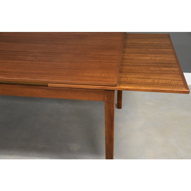 H. Sigh & Sons Refinished 71” to 126” Danish Modern Teak Draw Leaf Dining Table For Sale - Image 4 of 11