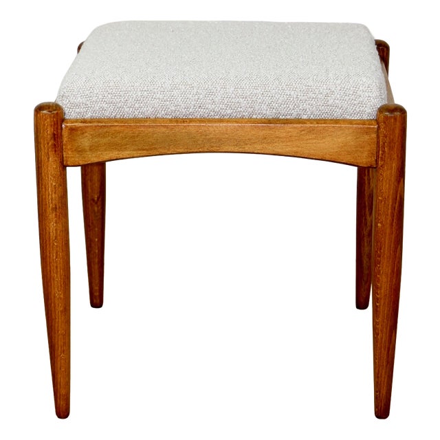 Stool with a White Ivory Boucle Seat by Edmund Homa, 1970s For Sale