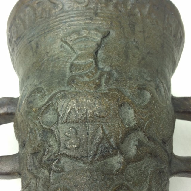 Gray Antique Lead German Mortar For Sale - Image 8 of 12
