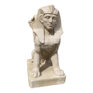1980s Egyptian Sphinx Entryway Statue in Crackle Glazed Porcelain