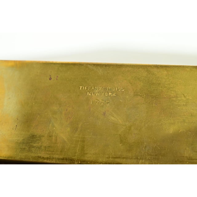 Tiffany Studios New York Adam Pattern Bronze Doré Blotter Ends With Leather Desk Blotter For Sale - Image 9 of 11