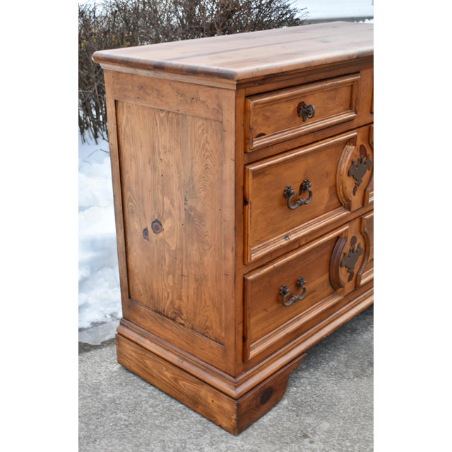 Vintage (1980's) Chest of Drawers has a Spanish Baroque Style. Made by Henredon Furniture. The Wood is Solid Pine. The...
