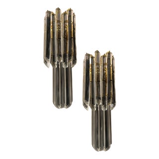 Murano Glass Black Prism Sconces, 1970s, Set of 2 For Sale