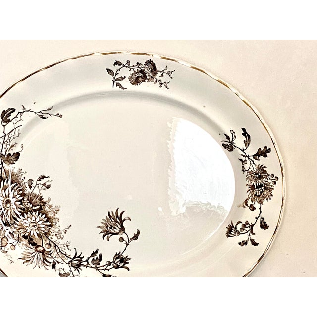 Antique Large Brown Transferware Staffordshire Platter For Sale - Image 4 of 9