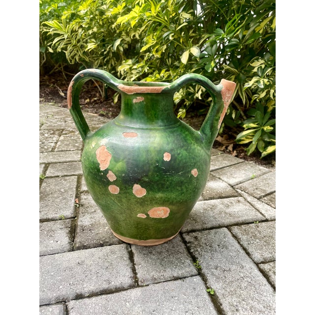 19th Century French Green-GLazed Terracotta Water Jug With Double Handles For Sale - Image 11 of 12