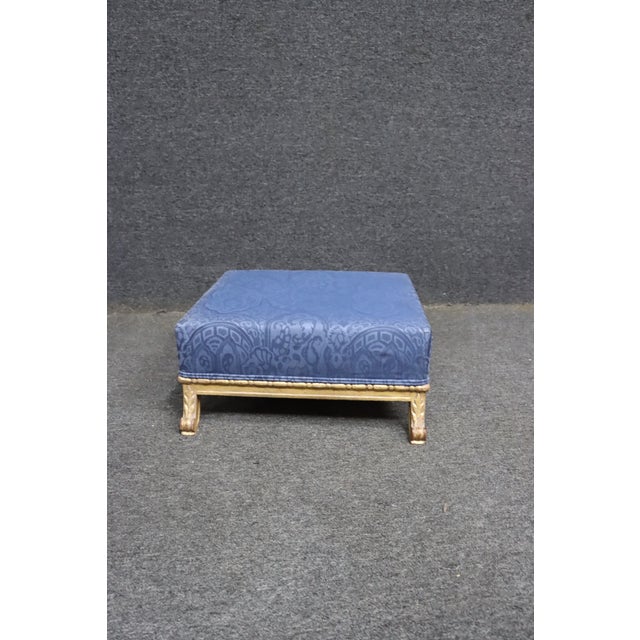 Textile Louis XV Style Painted Ottoman With Blue Paisley Upholstery For Sale - Image 7 of 8
