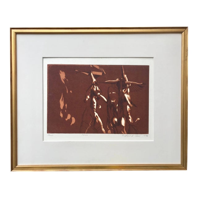 Modernist Etching “Totems” by David Bond Artist Proof For Sale