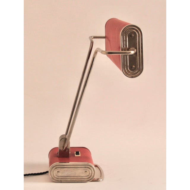 1940s Art Deco French Red Chrome Table Lamp by Eileen Gray for Jumo, 1940s For Sale - Image 5 of 15