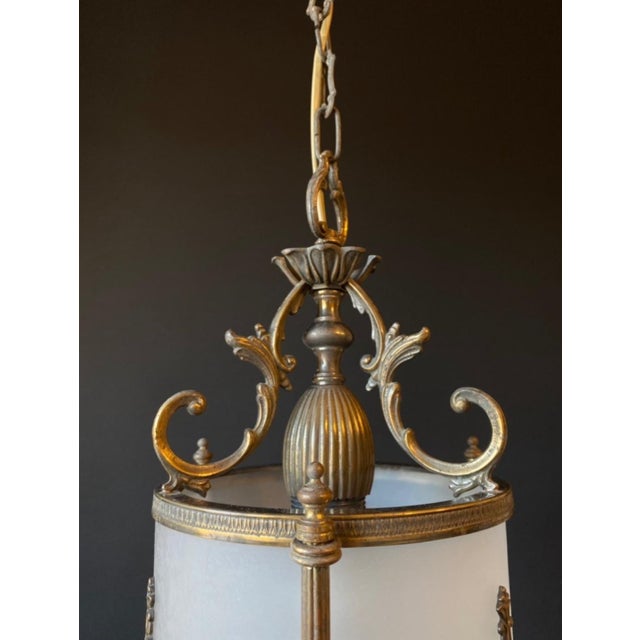 Tan Glass and Brass Lantern, 1960s For Sale - Image 8 of 10