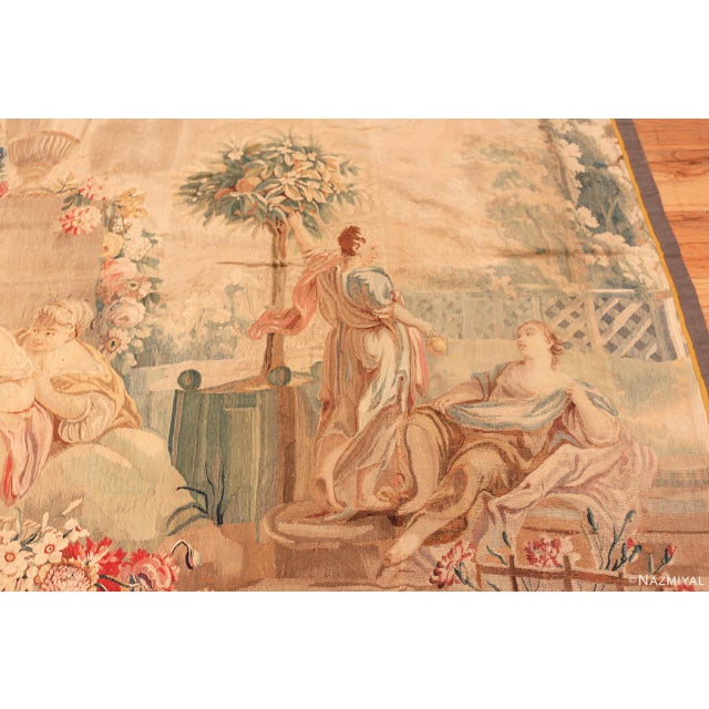 Textile Nazmiyal Collection Antique Pictorial French Silk and Wool Tapestry For Sale - Image 7 of 8
