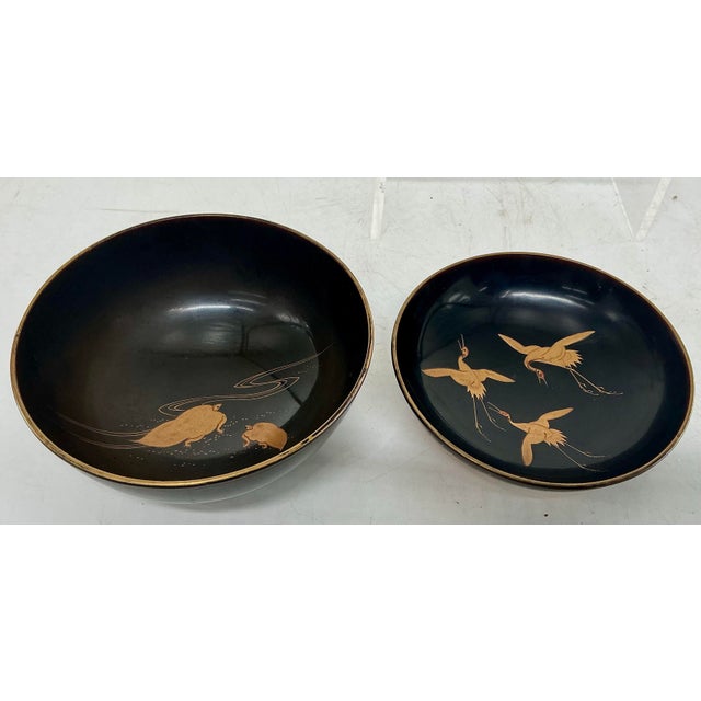 Antique Japanese Gold Decorated Maki-E Laquer Bowl With Lid For Sale In Providence - Image 6 of 12
