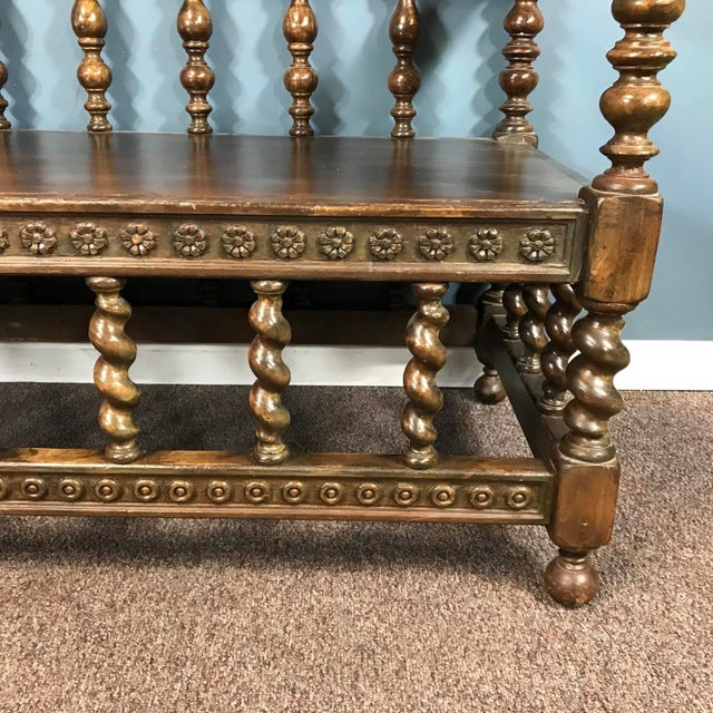 Gothic Antique Spanish Bench For Sale - Image 3 of 5