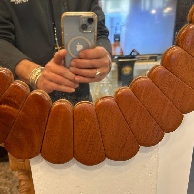 1960s Solid Wood Oval Mirror For Sale - Image 5 of 11