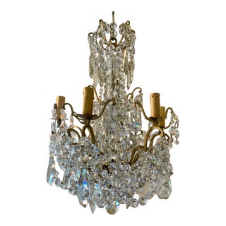 1880 French Antique Louis XV Style Cut Crystal/ Dore Bronze Chandelier Attrib. Baccarat France For Sale