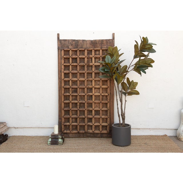 Early 1800's Jaisalmer Carved Teak Doors For Sale - Image 10 of 11