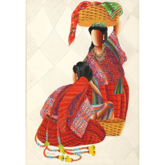 Women Indigenous Clothing Folk Art Painting Untitled (women carrying fabric), 1991 Acrylic painting on board Signed...