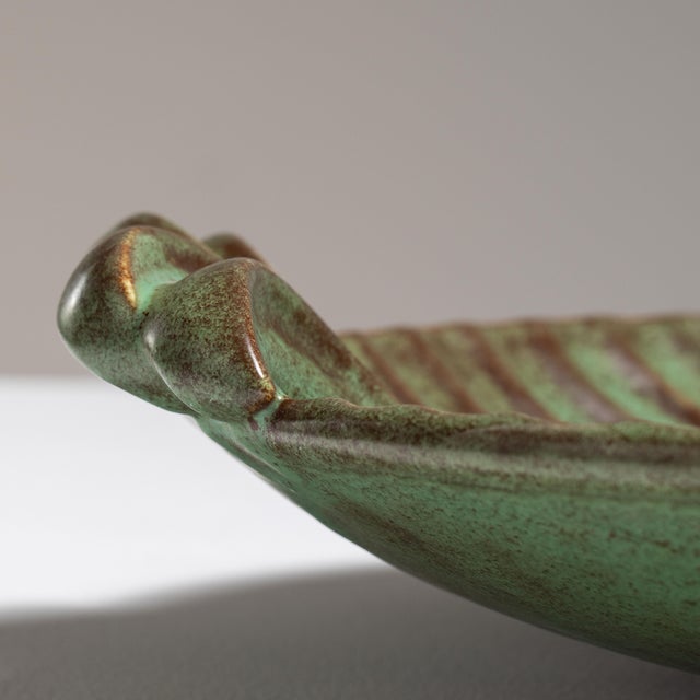 1970s Germany Forest Green Ceramic Serving Bowl For Sale - Image 14 of 15