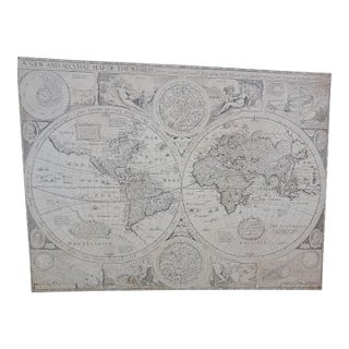 Rare World Map Mounted on 6x6 Foot Wood Frame. Can Be Hung or Used as a Room Divider. One of a Kind! For Sale