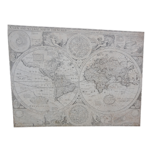 Rare World Map Mounted on 6x6 Foot Wood Frame. Can Be Hung or Used as a Room Divider. One of a Kind!