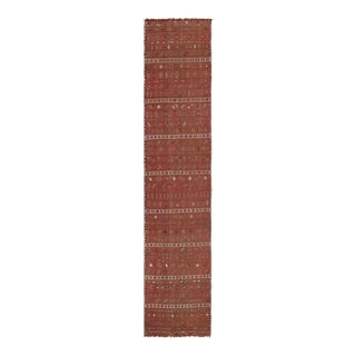 Vintage Mid-Century Sivas Vermillion Red and Beige-Brown Wool Kilim Runner For Sale