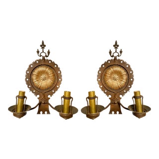 1930s Large Spanish Revival Wall Sconces - a Pair For Sale