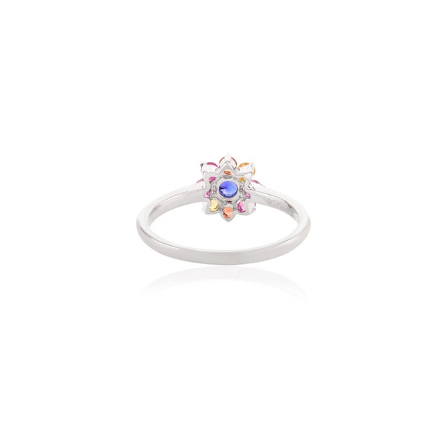 Not Yet Made - Made To Order Everyday Multicolor Rainbow Gemstone Flower Shape Ring Size 7 For Sale - Image 5 of 6