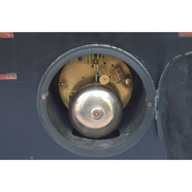 French Bronze and Marble Egyptian Inspired Clockset For Sale - Image 9 of 11