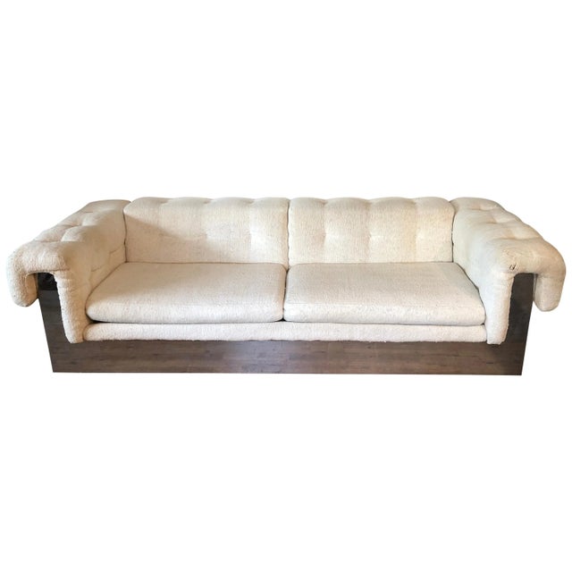 White 1970s Milo Baughman Chrome Based Sofa For Sale - Image 8 of 8