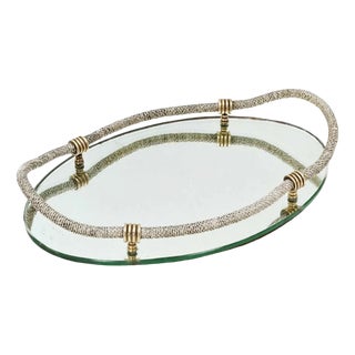 Mid-Century Hollywood Regency Oval Mirrored Tray, 1950s For Sale