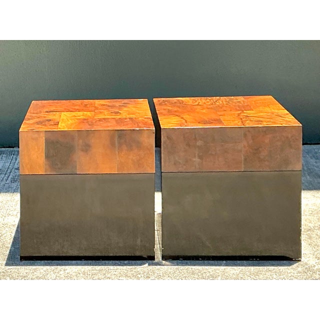 Vintage Burl Parquet Low Drinks Tables - A Pair For Sale - Image 9 of 12